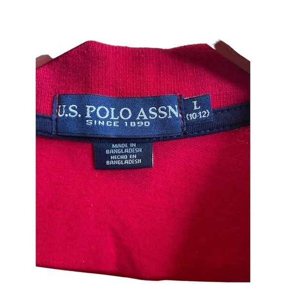 U.S. Polo Assen. Red Button Collard Short‎ Sleeve Shirt, Boys Large (10-12) - Picture 4 of 8